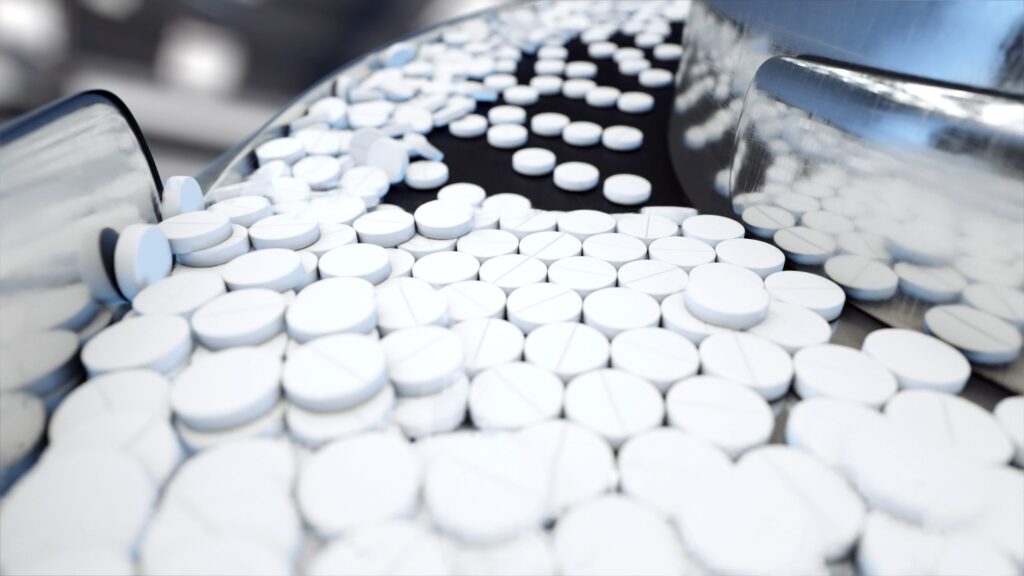 Pills in a manufacturing process